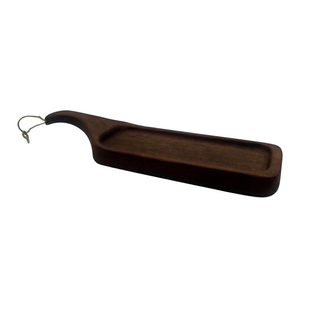 Vintage Cherry Wood Serving Tray Recessed Charcuterie Cheese Board Handle 10